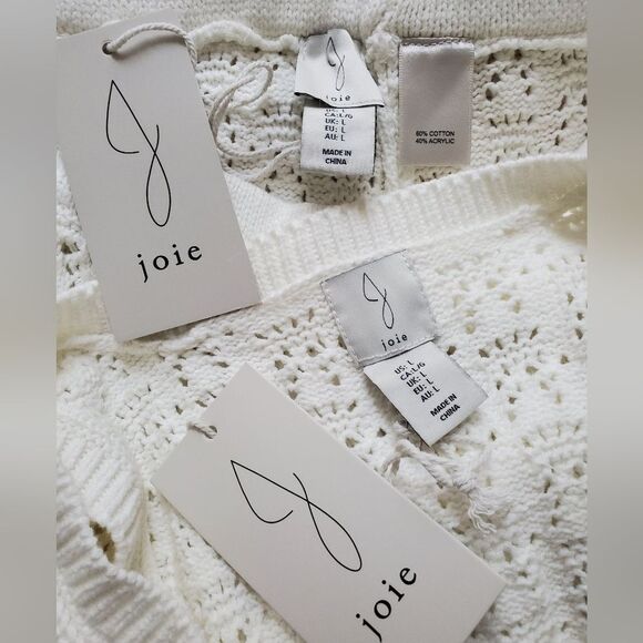 🌻 JOIE 🌻 NEW - 2 Piece Open-Knit Tank & Wide Leg Pants Set - [Large, Ivory] - Picture 12 of 14
